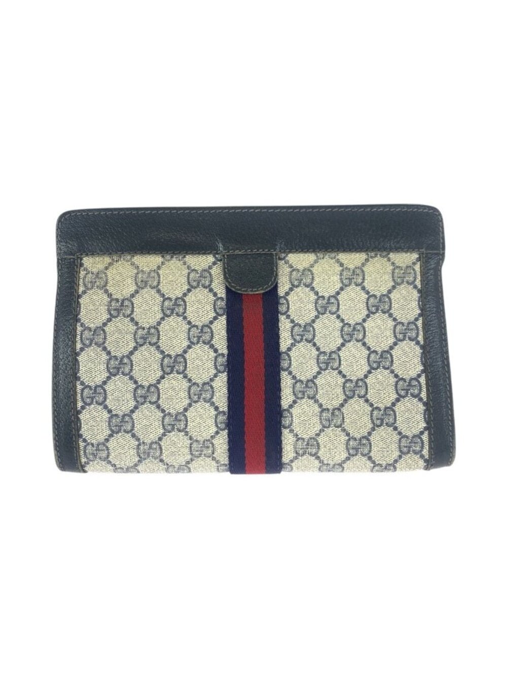 Gucci Vintage Sherry Line Navy Red 67 014 Clutch - Picture 2 of 9